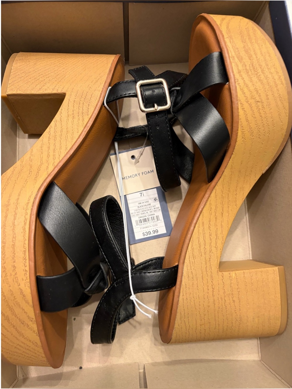 NWT Universal Thread Black & Brown Valerie Platform Sandals Women's US Size 7.5